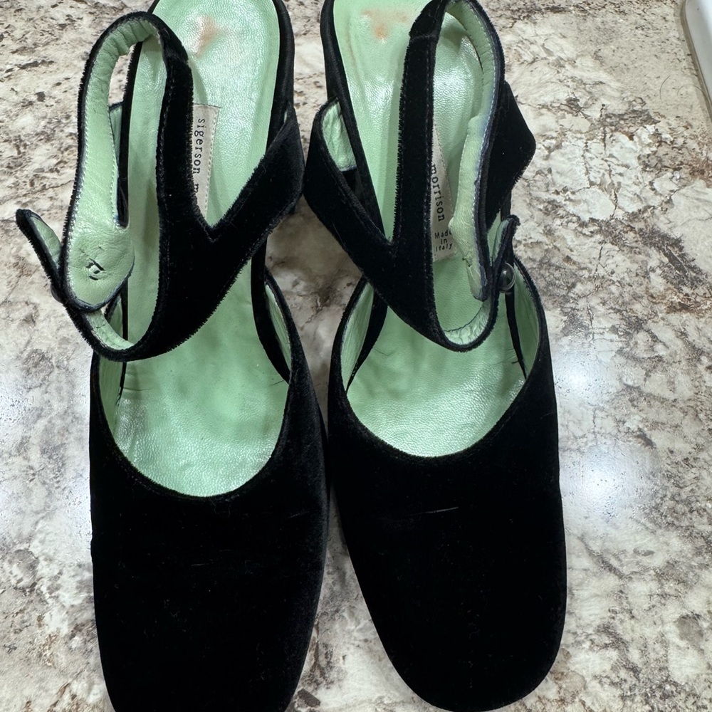 Sigerson Morrison Black Velvet Heels